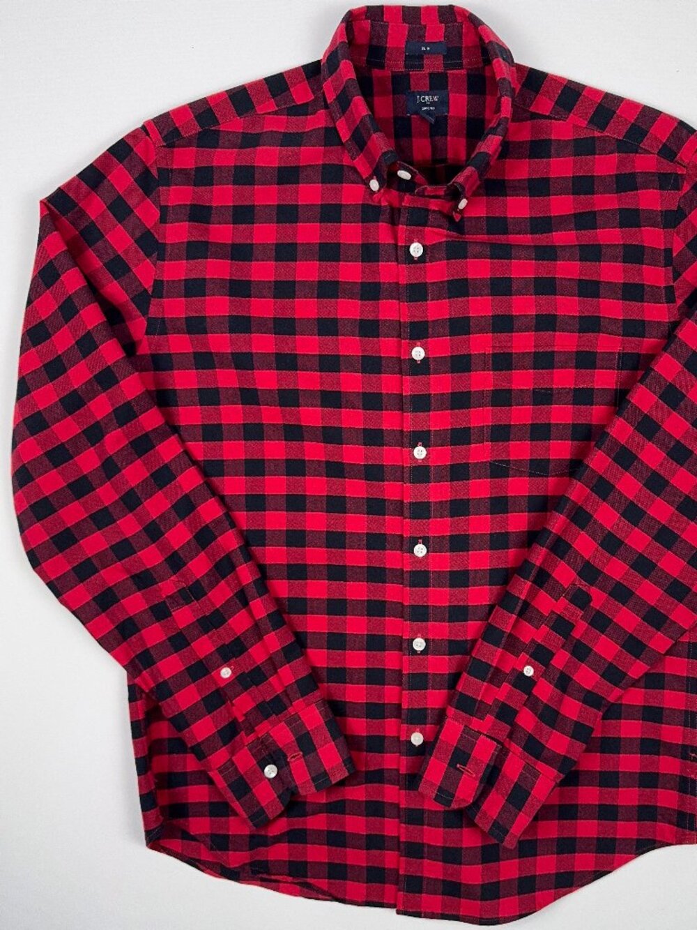J.Crew Men's L Slim Fit Oxford Shirt Buffalo Plaid Button-Down Dry Cleaned EUC